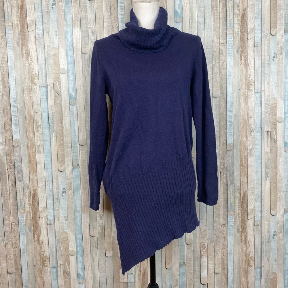 Soft‎ Surroundings S Asymmetric Ribbed Knit Hollis Turtleneck Sweater Tunic Cozy